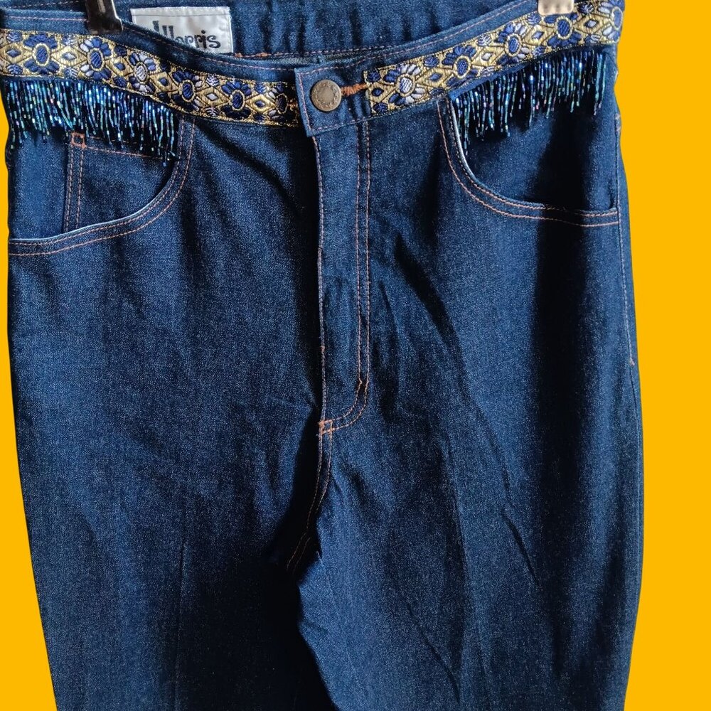10 28x29 J Harris Vintage Jeans Womens Western Stretch Beaded Trim Embellished